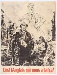 Det är engelsmännen som gjorde detta mot oss. Vichy Frankrike propagandaaffisch, 1940.