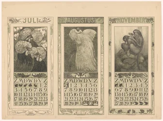 Kalendrar för juli, augusti och november 1910