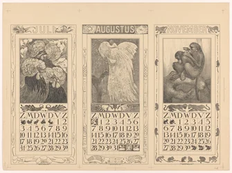 Kalendrar för juli, augusti och november 1910