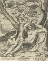 Sovande Venus och Amor