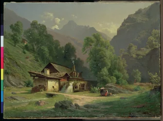 Smedens hus i en dal, 1857