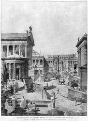 Forum Romanum av antiken, 1914 (bw gravyr)