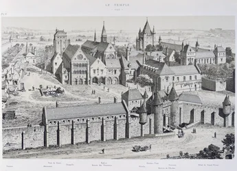 Utsikt över templet 1450, illustration från "Paris Through The Ages", 1885
