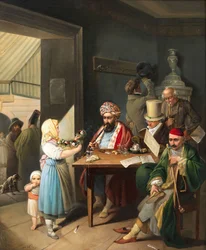 Greker och turkar i ett wienskt kafé, 1824.
