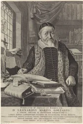 Porträtt av Leonard Marius van der Goes i en studerkammare