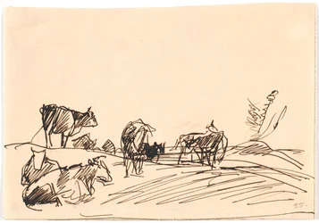 Landskap med liggande och stående kor