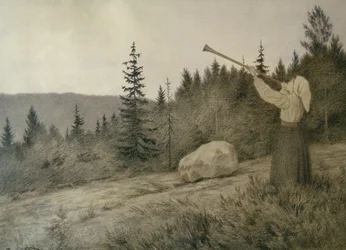 Uppe under bergen ljuder ett blåsinstrument