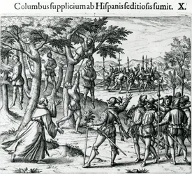 Dom till hängning av några av Christopher Columbus män i den nya världen