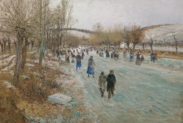 Skridskoåkare på Thaya nära Lundenburg