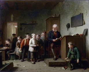 La salle de classe - Klassrummet - Heuvel, Theodore Bernard de (1817-1906) - 1872 - Olja på trä - 37x44,5 - Privat samling