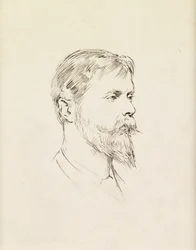 Porträtt av Sir Ernest Waterlow, en profil (penna och bläck på papper)