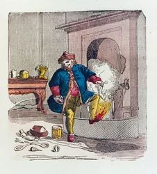 Ett besök från St. Nicholas, 1840-tals färgfoto