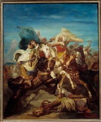 Slaget om arabiska ryttare Målning av Theodore Chasseriau (1819-1856) 1856 Sön. 0,65x0,54 m