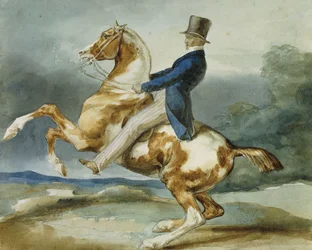 En ryttare och hans uppfödningshäst; Un Cavalier Cabrant Son Cheval,