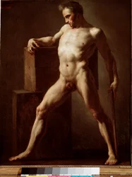Academie Akademisk studie av naken kropp. Målning av Jean Louis Theodore Gericault (1791-1824) 1808-1812 Sön. 79x62 cm Rouen, musee des Beaux Arts