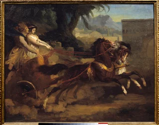 Ancient tank race Målning av Theodore Gericault (1791-1824) 1808 dim.0,63x0,79 m Rouen, Musee des Beaux Arts