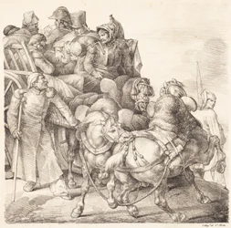 Vagn fylld med sårade soldater (Chariot charge de soldats blesses)