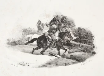 Cuirassiers laddar ett artilleribatteri