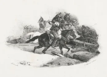 Kyrassiärer stormar en artilleribatteri (Cuirassiers Charging An Artillery Battery)