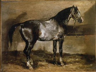 Grey Horse at the Ratelier - olja på duk