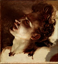 Huvud av en död ung man Målning av Jean Louis Theodore Gericault (1791-1824) 1800-talets sön. 31x33 cm Rouen, Musee des Beaux Arts