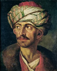 Huvud av en orientaler eller porträtt, förmodligen av Mustapha, omkring 1819-21