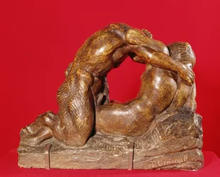 Jupiter och Antiope (första sidan), ca 1818 (sten med brun patina)