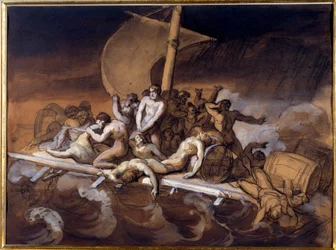 Flotten av Medusa Förberedande studie för tvätt och gouache på papper av Theodore Gericault (1791-1824). 1819 Storlek 0,28 X 0,38 m. Paris, Louvren