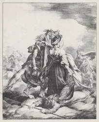 En mamluk från den kejserliga gardet som försvarar en sårad trumpetare mot en kosack (En egyptisk mamluk som försvarar en sårad fransk trumpetare vid Waterloo)