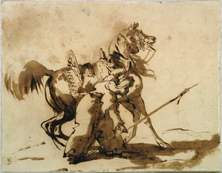 Mamluk demontering (penna & bläck och tvätt på papper)
