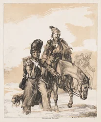 Återkomst från Ryssland, ca 1818 (litografi på trasigt papper)