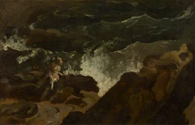 Strandad på en strand (Stormen)