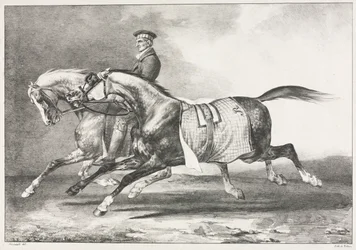 Två fläckiga hästar tränar, 1822.