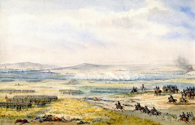 Slaget vid Wagram, ca 1850 (akvarell)