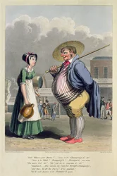 Annons för Charles Wrights Champagne, graverad av George Hunt, ca 1827 (färgad etsning)