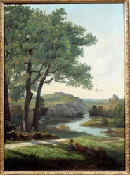 Landskap med träd och sjömålning av Theodore Ravanat (1812-1882) 1860 Grenoble, Museum of Fine Arts
