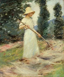 Flicka som skördar hö, ca 1890 (olja på duk)