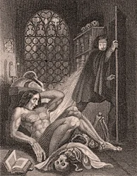 Victor Frankenstein blir äcklad över sin skapelse