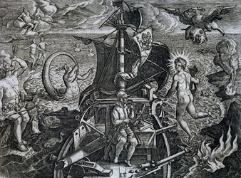 Allegori över Ferdinand Magellans resor (1480-1521), gravyr av Theodor de Bry (1528-1598)