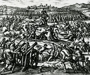 Francisco Pizarros (ca 1475-1541) trupper som fångar inkakejsaren Atahualpa under slaget vid Cajamarca, 16 november
