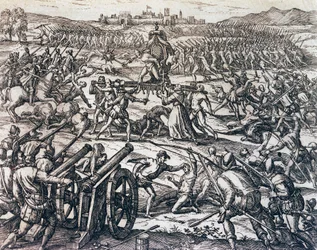 Francisco Pizarros (cirka 1475-1541) trupper som fångar inkakejsaren Atahualpa under slaget vid Cajamarca, 16 november
