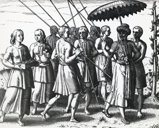 Invånare på Sumatra, av Theodor de Bry (1528-1598), gravyr