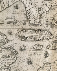 Ön Kuba, Florida och Mexikanska golfen, gravyr från History of American Grand Voyages