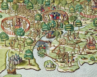 Metoder för belägring och anfall, från "Americae Tertia Pars...", 1592