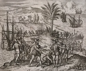 Gripandet av Christopher och Bartholomew Columbus på order av Francisco de Bobadilla