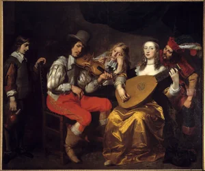 En konsert 1650 (Nederländerna). Målning av Van Thulden (1606-1669) Ec. Flam.