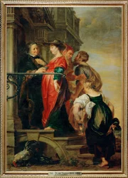 The Visitation - Heliga Maria besöker Heliga Elisabeth (målning på duk)