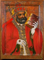 The Holy Pope - Porträtt av en okänd påve ... (tempera på trä)