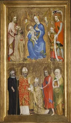 Votivmålning av ärkebiskopen Jan Ocko z Vlasimi (Johann Otschko von Wlaschim) (1292-1380) - Votivmålning av ärkebiskopen Jan Ocko av Vlasim - (cirkel) Theodoric av Prag (aktiv ca 1360-1380). Tempera på panel, före 1371. Nationalgalleriet, Prag