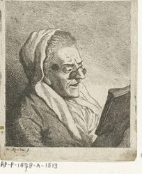 Läser gammal kvinna med pince-nez